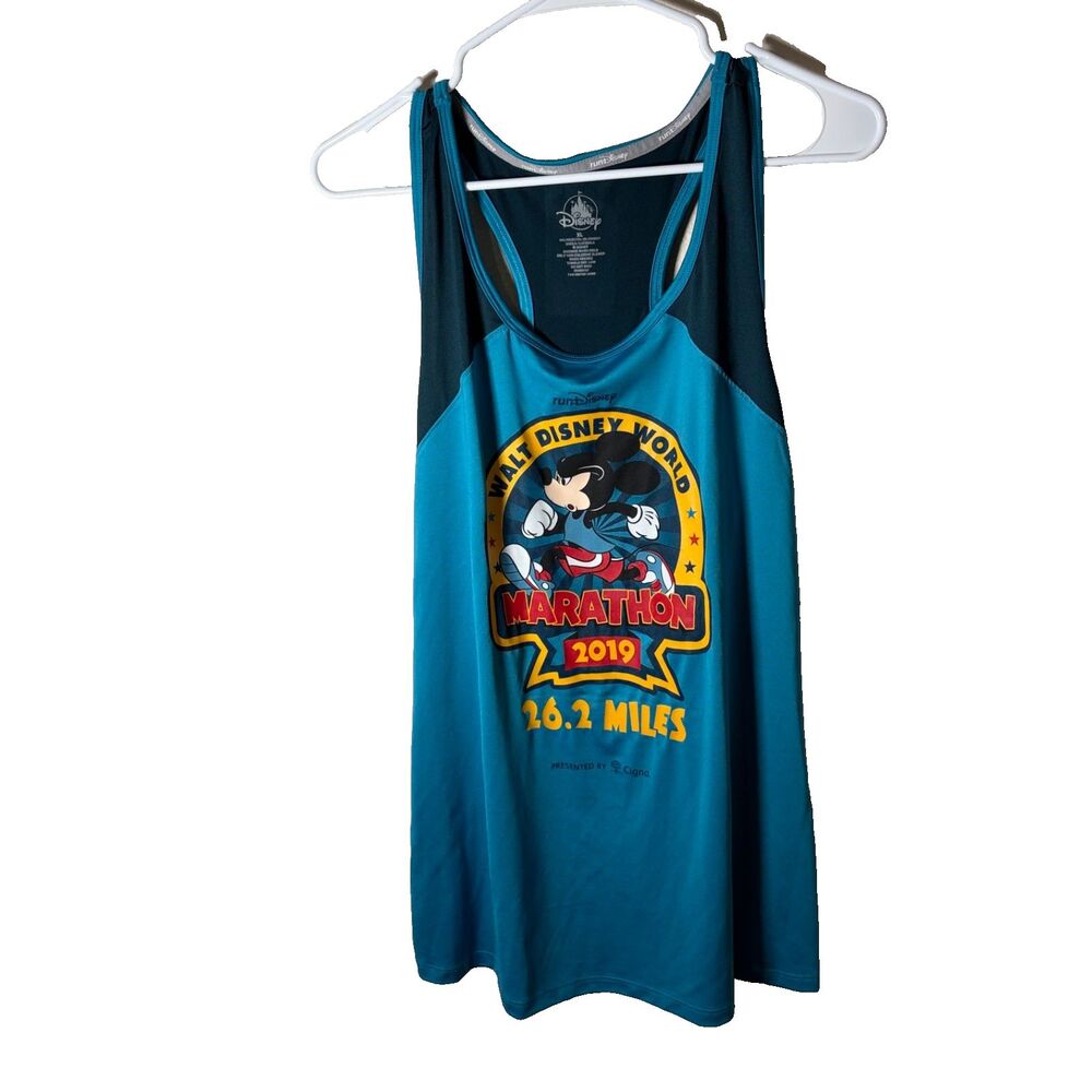 RunDisney Marathon Tank Top Women's XL Blue Mickey Mouse 2019 Sleeveless